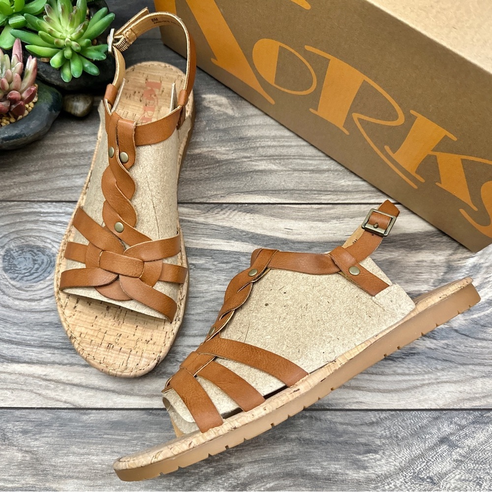 NIB Korks by Kork Ease Sawyer Slingback Strappy Flat Sandal Tan